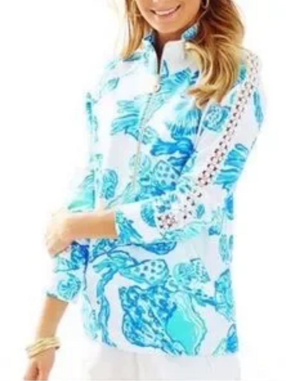 Lilly Pulitzer Barefoot Princess Skipper Popover Half Zip Sweater